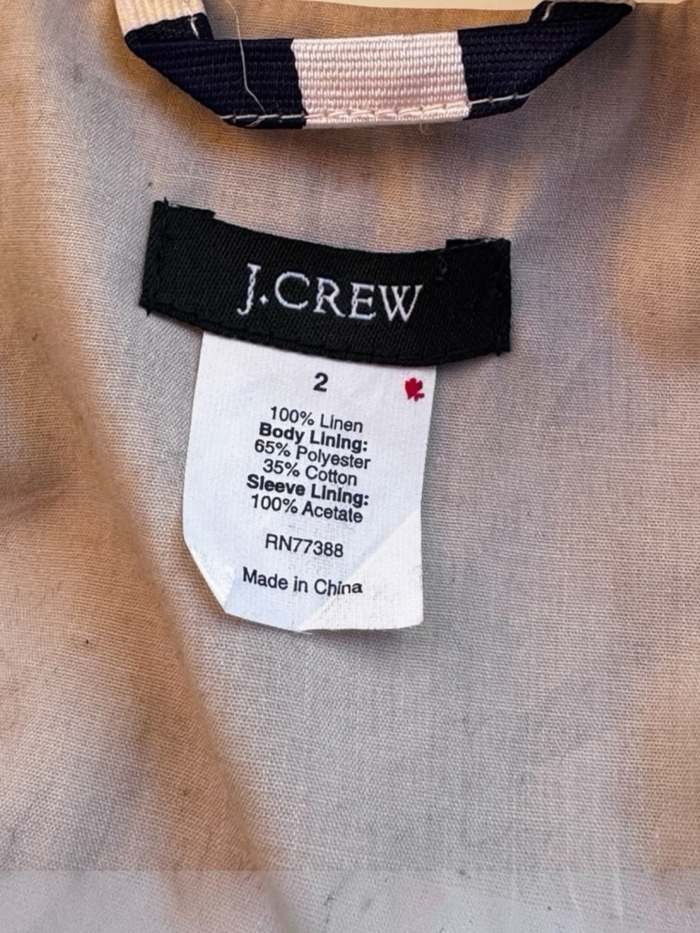 J.Crew Campbell Blazer in Metallic Gold Textured 100% Linen. Size 2. - Picture 6 of 9